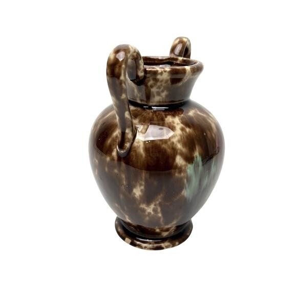 Brown Drip Glaze Ceramic Vase Art Pottery Double Handle Glossy 5 Inch Tall Vtg - Picture 13 of 15
